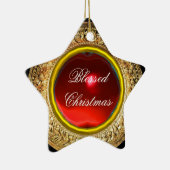 Madonna van de Magnificat/Ruby Gemstone Star Keramisch Ornament (Rechts)