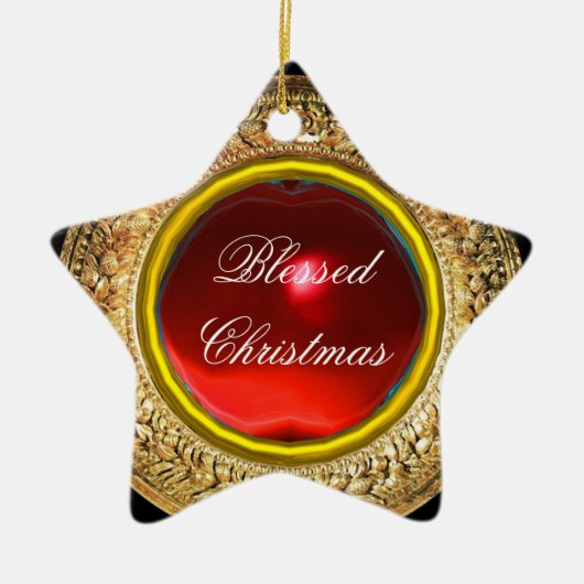 Madonna van de Magnificat/Ruby Gemstone Star Keramisch Ornament (Voorkant)