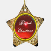 Madonna van de Pomegranaat/Ruby Gemstone Star Keramisch Ornament (Links)