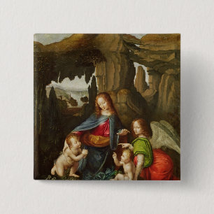 Madonna van de Rocks Vierkante Button 5,1 Cm