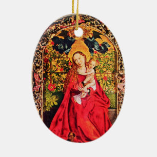 MADONNA VAN DE ROOS BOWER MISTLETOES,HOLLY BERRIES KERAMISCH ORNAMENT