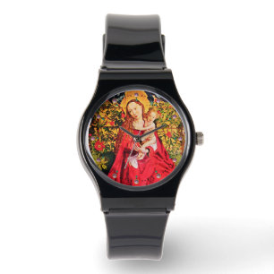 MADONNA VAN DE ROOS BOWER, PINK AMETHYST PARELTJES HORLOGE