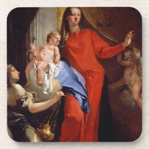 Madonna van de Rosary (olie op canvas) Bier Onderzetter