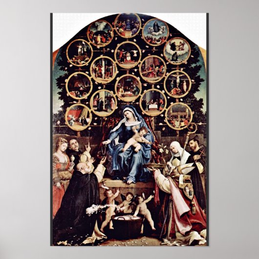 Madonna van de Rosary van Lotto Lorenzo (beste qua Poster (Voorkant)