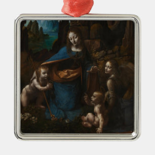 Madonna van de Rotsen"Maagd Maria, kindje Jezus, J Metalen Ornament