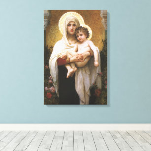 Madonna van de Rozen door Bouguereau Canvas Afdruk