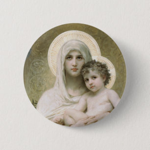 Madonna van de Rozen Ronde Button 5,7 Cm