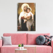 Madonna van de Rozen van Bouguereau Canvas Afdruk (Insitu (Woonkamer))