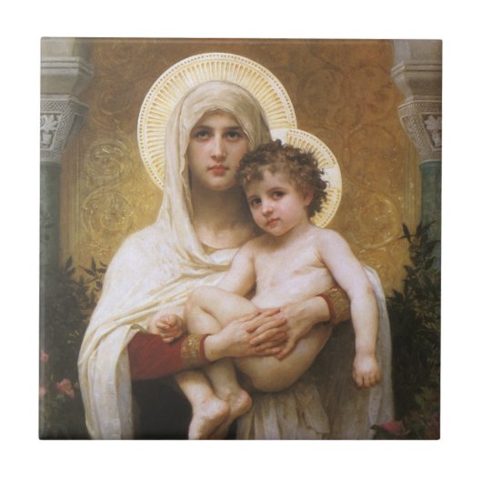 Madonna van de Rozen van Bouguereau Tegeltje (Voorkant)