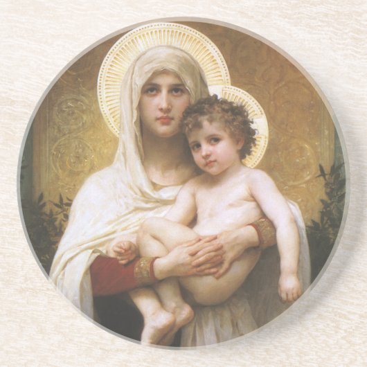 Madonna van de Rozen van Bouguereau Zandsteen Onderzetter (Voorkant)