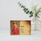 MADONNA VAN HET ROOS BOWER PARCHMENT, Red Ruby Gem Visitekaartje (Staand voorkant)