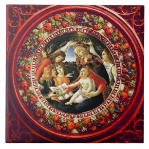 Madonna van Magnificat door Botticelli Round Tegeltje