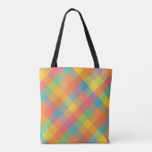 Madras Breeze - Diagonaal Plaid Dagelijkse Canvas Draagtas (Achterkant)