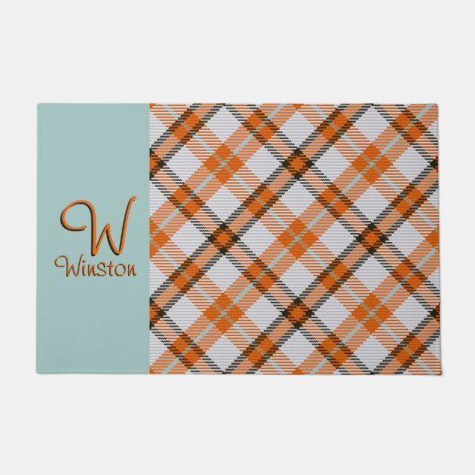 Madras Check Oranje Pset Doormat Deurmat (Voorkant)