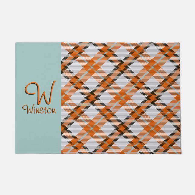Madras Check Oranje Pset Doormat Deurmat (Voorkant)