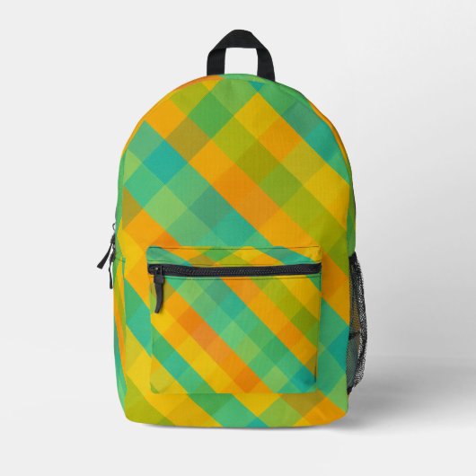 Madras Check Revival – Citrus Diagonal Plaid Back- Bedrukte Rugzak (Voorkant)