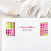 Madras geïnspireerd Plaid Patchwork adreslabel Etiket (Insitu)