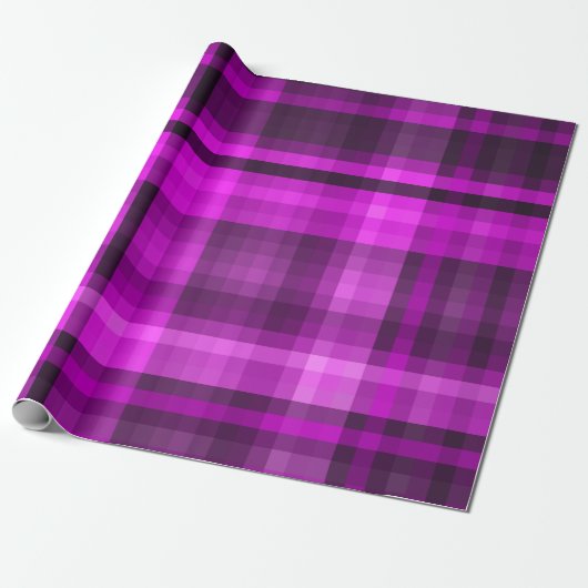 Madras Hot Pink & Black Dynamic Unique Pattern Cadeaupapier (Uitgerold)