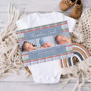 Madras Plaid Baby Faire-part de naissance