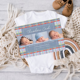 Madras Plaid Baby Geboorte Aankondiging