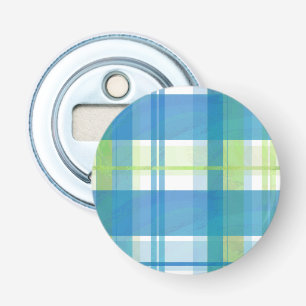 Madras Pset Green en Blue Button Flesopener
