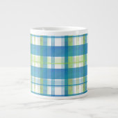 Madras Pset Green en Blue Extra Grote Mok (Voorkant)