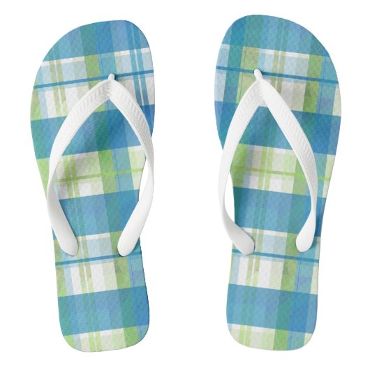 Madras Pset Green en Blue Teenslippers (Voetbed)