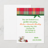 Madras Pset Tea Party Invitation Kaart (Voorkant / Achterkant)