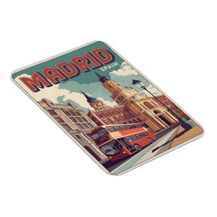 Madrid bus Spanje vintage reis souvenirs, cadeaus Magneet