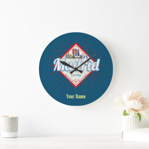 Madrid Capital Spain Retro Skyline  Grote Klok