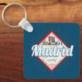 Madrid Capital Spain Retro Skyline  Sleutelhanger (Voorkant)