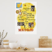 Madrid, Carte, Poster Voyage (Cuisine)