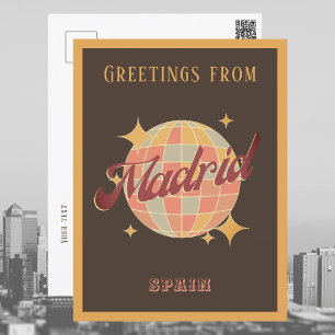 Madrid Espagne Boule Disco Retro Carte postale Vin