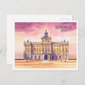 Madrid Espagne Watercolor Cityscape Travel Carte p (Devant / Derrière)
