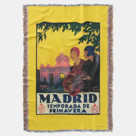 Madrid in het Springtime-Poster voor reispromotie Deken (Voorkant Verticaal)