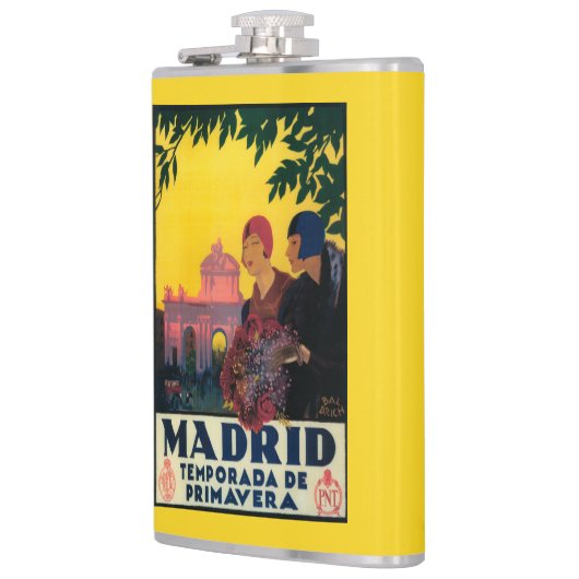 Madrid in het Springtime-Poster voor reispromotie Heupfles (Links)