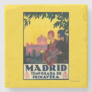 Madrid in het Springtime-Poster voor reispromotie Stenen Onderzetter