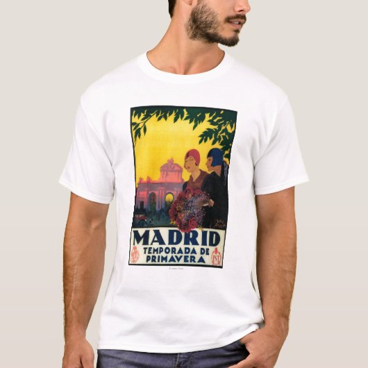 Madrid in het Springtime-Poster voor reispromotie T-shirt (Voorkant)