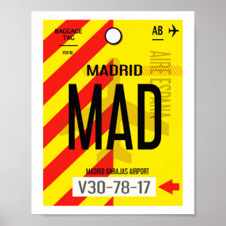 Madrid Luchthaven Bagageposter Poster