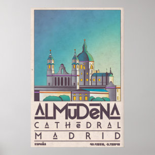 Madrid Muurkunst Almudena Kathedraal Silhouet Poster