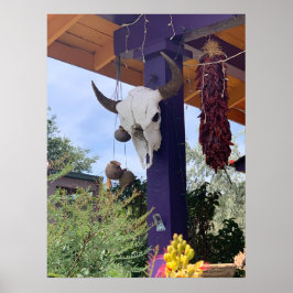 Madrid NM Bull Skull Red Chili Ristra Poster