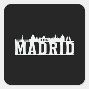 Madrid Spain City Skyline Cityscape Funny Gift Vierkante Sticker