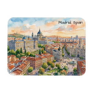 Madrid Spanje Architectuur Aquarel Schilderij Magneet