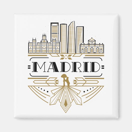 Madrid Spanje Art Deco Souvenir Aesthethetic Magneet (Voorkant)