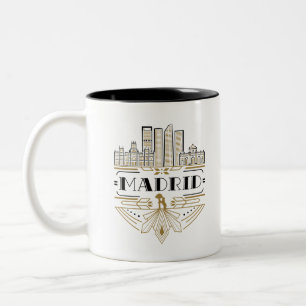 Madrid Spanje Art Deco Souvenir Aesthethetic Tweekleurige Koffiemok