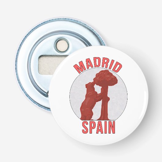 Madrid Spanje Button Flesopener (Voorkant)