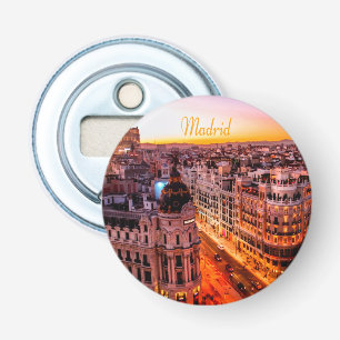 Madrid Spanje Capitol City Skyline Button Flesopener