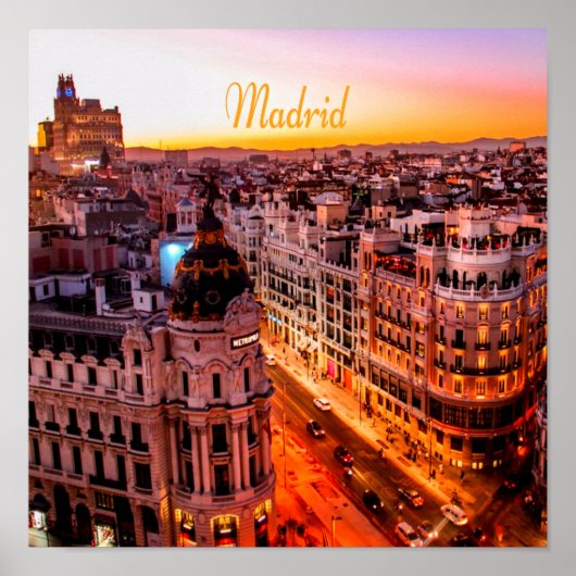 Madrid Spanje Capitol City Skyline Poster (Voorkant)
