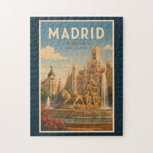 Madrid Spanje Cibeles Fontein Illustratie Reizen Legpuzzel