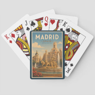 Madrid Spanje Cibeles Fontein Illustratie Reizen Pokerkaarten